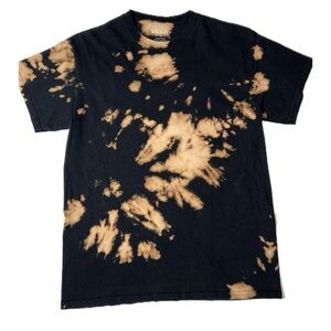 Gildan Tie Dye T-Shirt Unisex Size Medium Short Sleeve Custom Bleached Tee Black